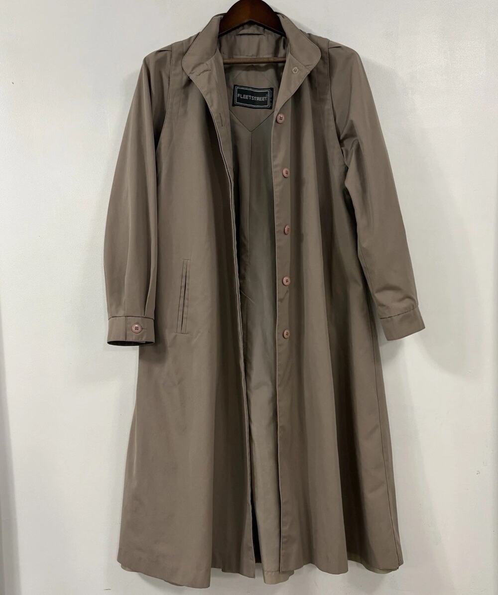 Vintage Fleet Street Womens 14 Dusty Rose Swing Raincoat Trench Coat 80s